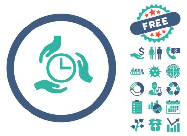 Bonus ile zaman bakım düz vektör simgesi