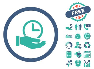 Zaman hizmeti düz vektör simge Bonus ile