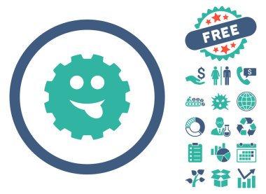 Bonus ile dil gülümseme vites düz vektör simgesi