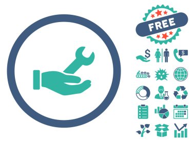 Anahtar hizmet düz vektör simgesine Bonus ile