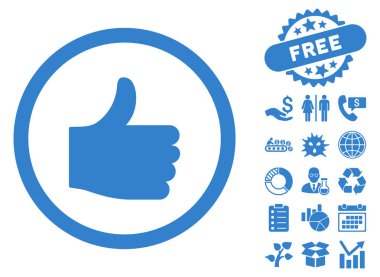 Düz vektör simge Bonus ile yukarı başparmak