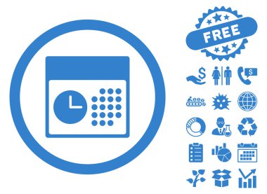 Bonus ile saat ve Tarih düz vektör simgesi