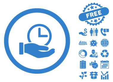 Zaman hizmeti düz vektör simge Bonus ile