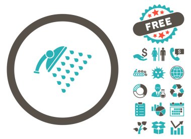 Bonus ile duş düz vektör simgesi