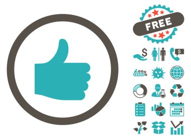 Düz vektör simge Bonus ile yukarı başparmak