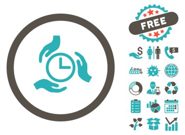 Bonus ile zaman bakım düz vektör simgesi