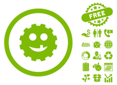 Bonus ile dişli diş gülümseme düz vektör simgesi