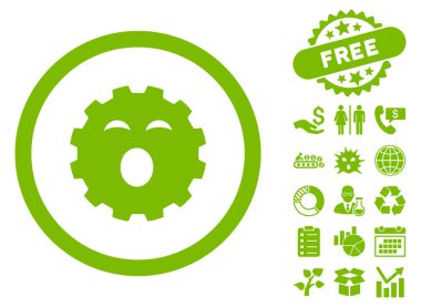 Bonus ile uykulu vites düz vektör simgesi