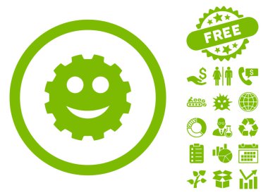 COG düz vektör simge Bonus ile gülümse