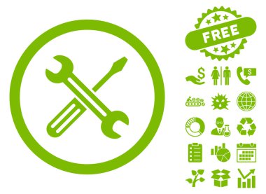 Bonus ile anahtar ve tornavida düz vektör simgesi