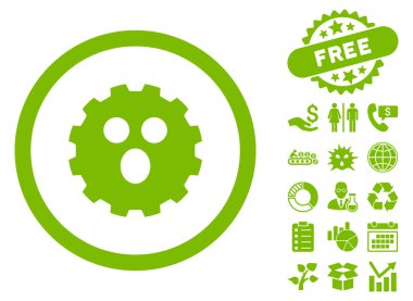 Bonus ile surprized dişli gülen düz vektör simgesi