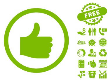 Düz vektör simge Bonus ile yukarı başparmak