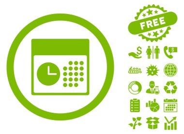 Bonus ile saat ve Tarih düz vektör simgesi