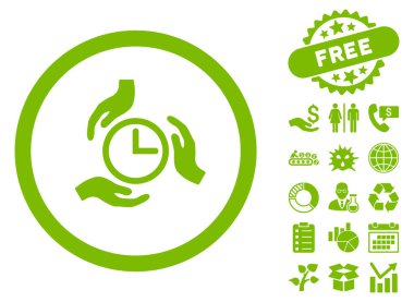 Bonus ile zaman bakım düz vektör simgesi