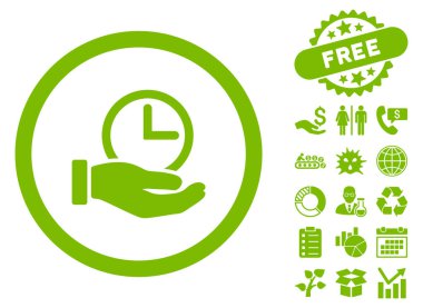 Zaman hizmeti düz vektör simge Bonus ile