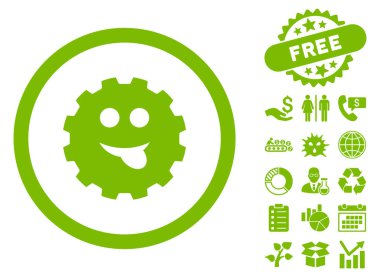 Bonus ile dil gülümseme vites düz vektör simgesi