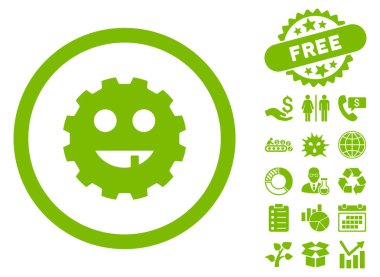 Dişsiz dişli gülen düz vektör simge Bonus ile