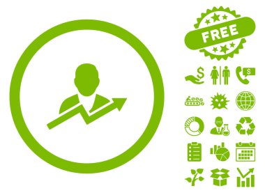 Bonus ile kullanıcı Trend düz vektör simgesi