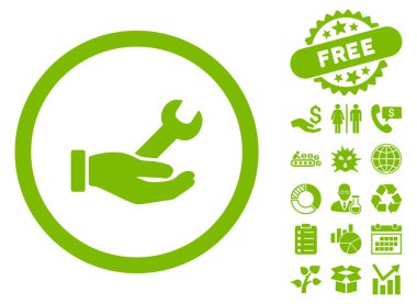 Anahtar hizmet düz vektör simgesine Bonus ile