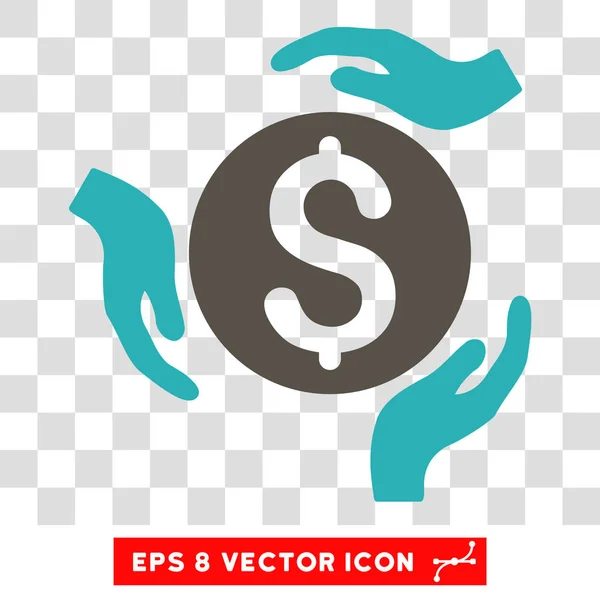Mãos de cuidado de dinheiro vetor ícone — Vetor de Stock