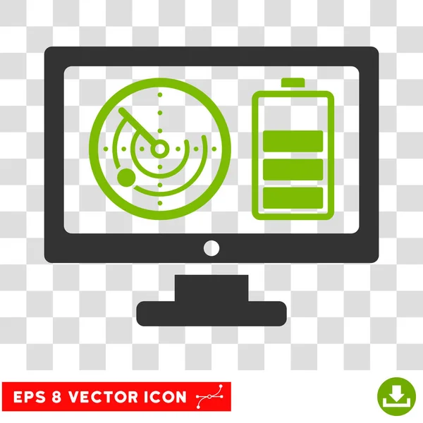 Monitor de controle de bateria de radar Eps Vector Icon — Vetor de Stock