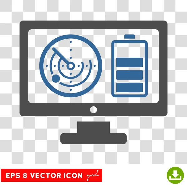 Monitor de controle de bateria de radar Eps Vector Icon — Vetor de Stock