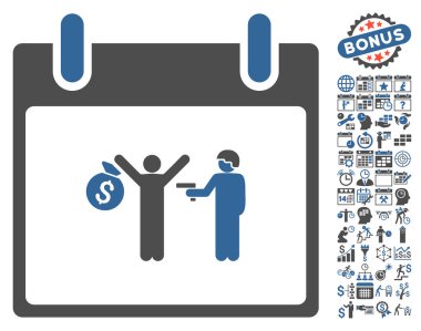 Bonus ile tutuklama takvim gün düz vektör simgesi