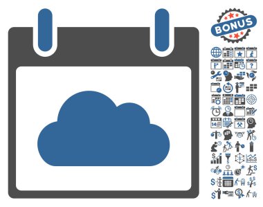Bonus ile bulut takvim gün düz vektör simgesi