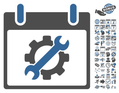 Yapılandırma araçları takvim gün düz vektör simge Bonus ile