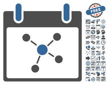 Bonus ile bağlantıları takvim gün düz vektör simgesi