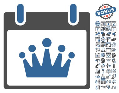 Bonus ile taç takvim gün düz vektör simgesi