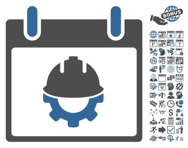 Bonus ile Geliştirme takvim gün düz vektör simgesi