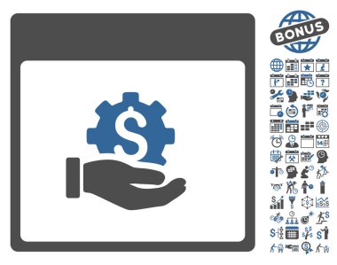 Finansal kalkınma el takvim sayfa düz vektör simgesi Bonus ile