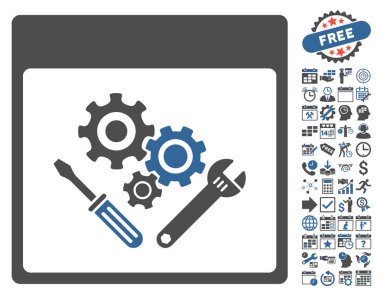 Vites araçlar ile Bonus sayfa düz vektör simge takvim