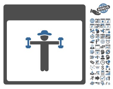 Beyefendi Fitness takvim sayfa düz vektör simge Bonus ile