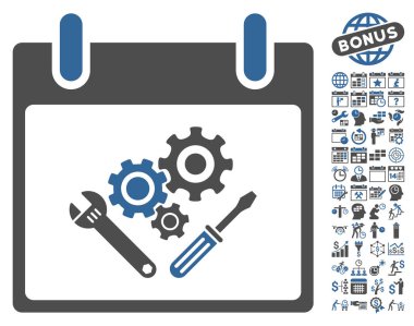 Araç Araçlar takvim gün düz vektör simgesi Bonus ile