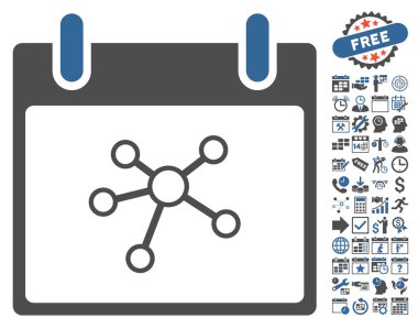 Bonus ile bağlantıları takvim gün düz vektör simgesi