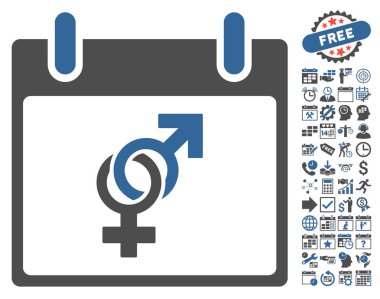 Bonus ile evlilik takvim gün düz vektör simgesi