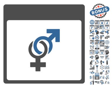 Bonus ile evlilik takvim sayfa düz vektör simgesi