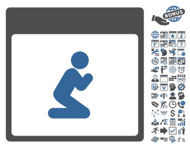 Kişi takvim sayfa düz vektör simge Bonus ile dua