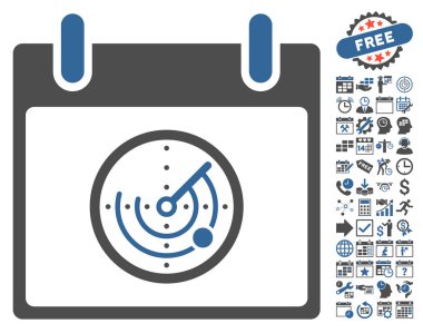 Bonus ile radar takvim gün düz vektör simgesi