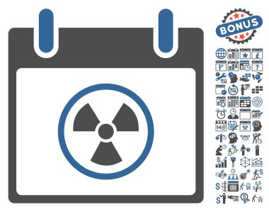 Bonus ile radyoaktif takvim gün düz vektör simgesi