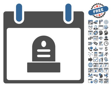 Bonus ile rip anıt takvim gün düz vektör simgesi