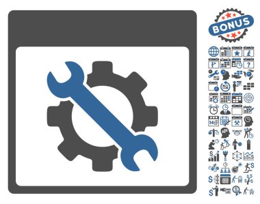 Ayarları araçları ile Bonus sayfa düz vektör simge takvim