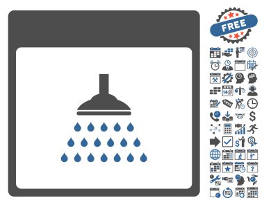 Bonus ile duş takvim sayfa düz vektör simgesi