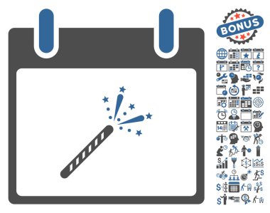 Maytap fişek takvim gün düz vektör simge Bonus ile