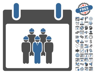 Bonus ile personel takvim gün düz vektör simgesi