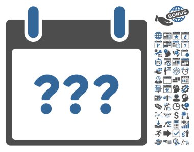 Bonus ile bilinmeyen gün takvim sayfa düz vektör simgesi