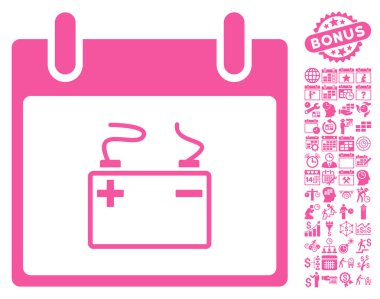 Akümülatör takvim gün düz vektör simge Bonus ile