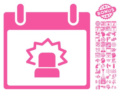 Bonus ile uyarı takvim gün düz vektör simgesi